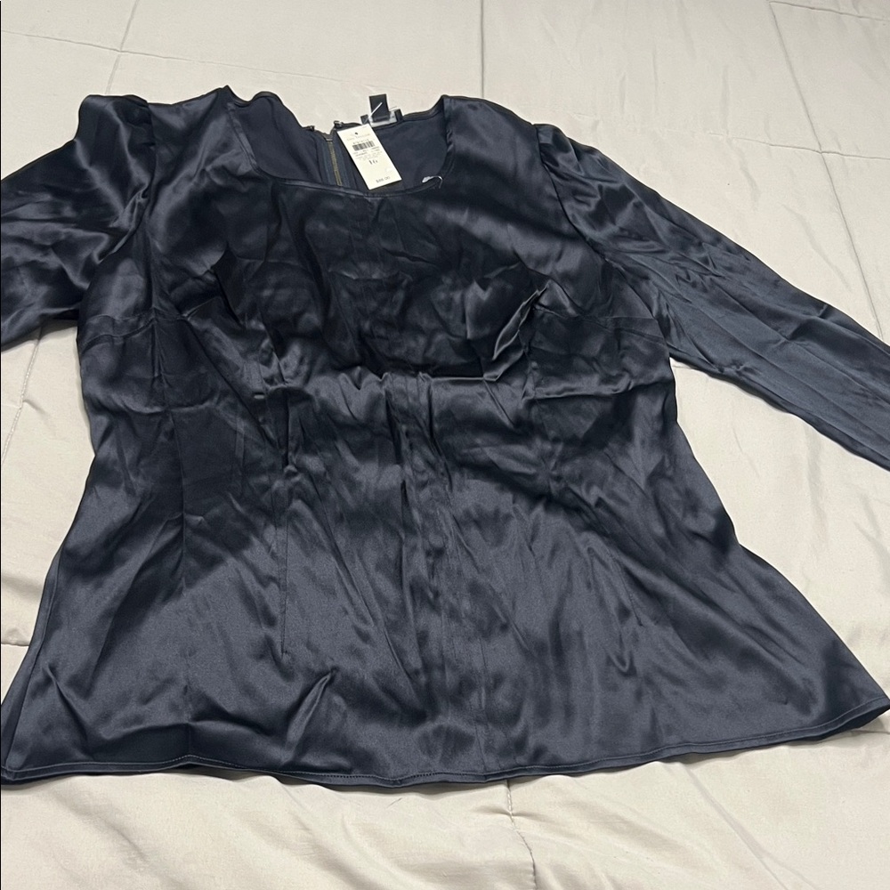Ann Taylor Midnight Satin Blouse